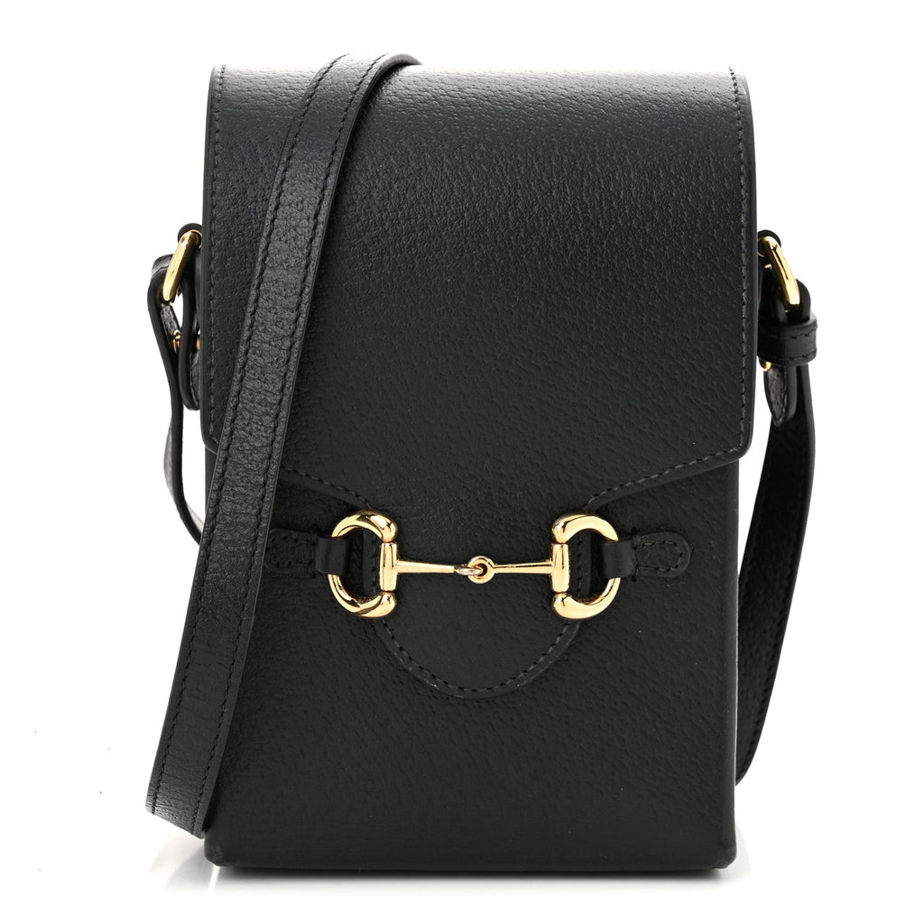 Dollar Calfskin Vertical Horsebit 1955 Crossbody Bag Black