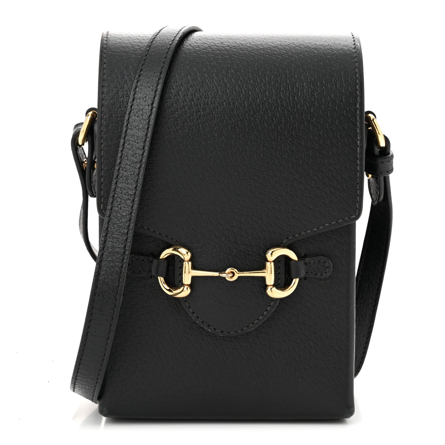 Dollar Calfskin Vertical Horsebit 1955 Crossbody Bag Black