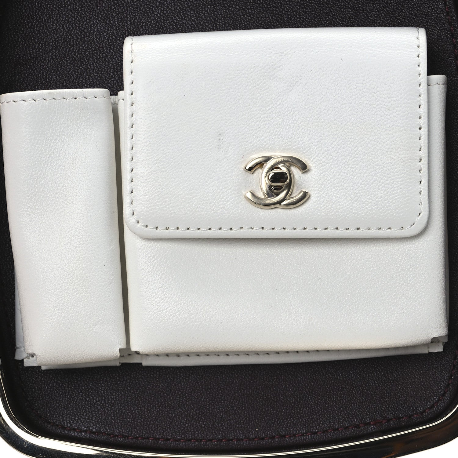 Lambskin Minaudiere Vanity With Handle White