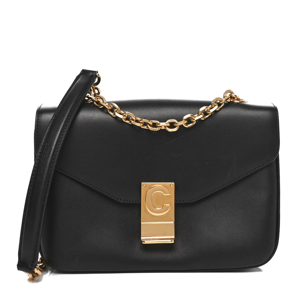 Shiny Calfskin Medium C Bag Black