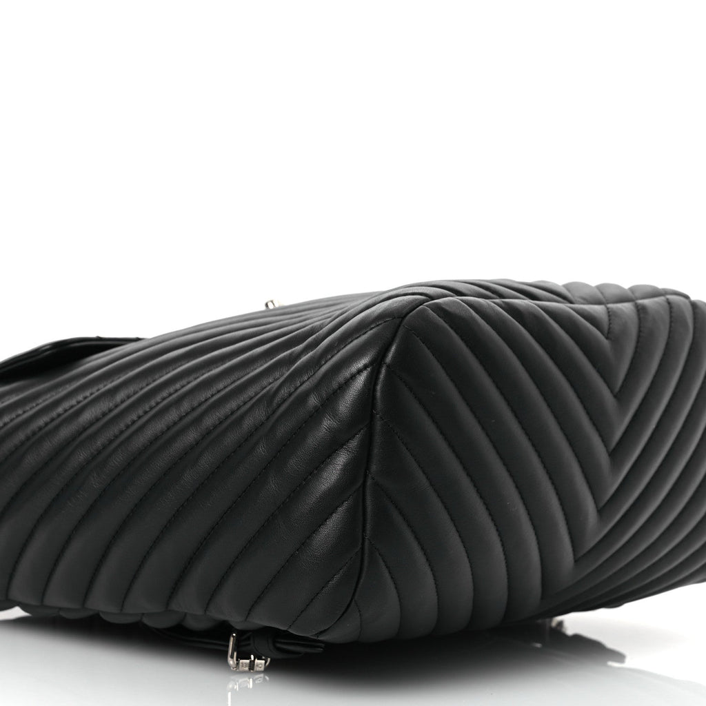 Calfskin Chevron Quilted Large Urban Spirit Backpack Black