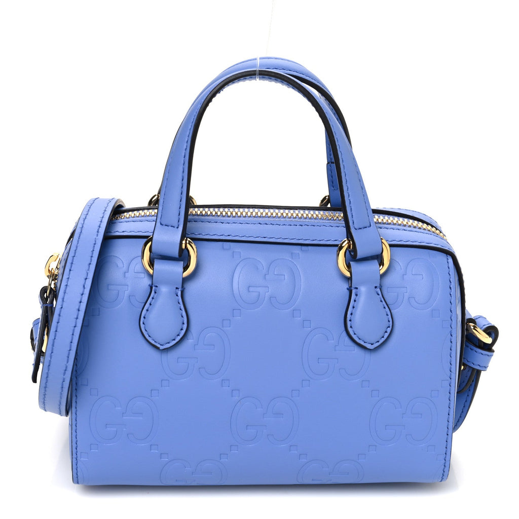 Gilbert Calfskin Jumbo GG Embossed Super Mini Top Handle Bowler Bag Bloom Lavender