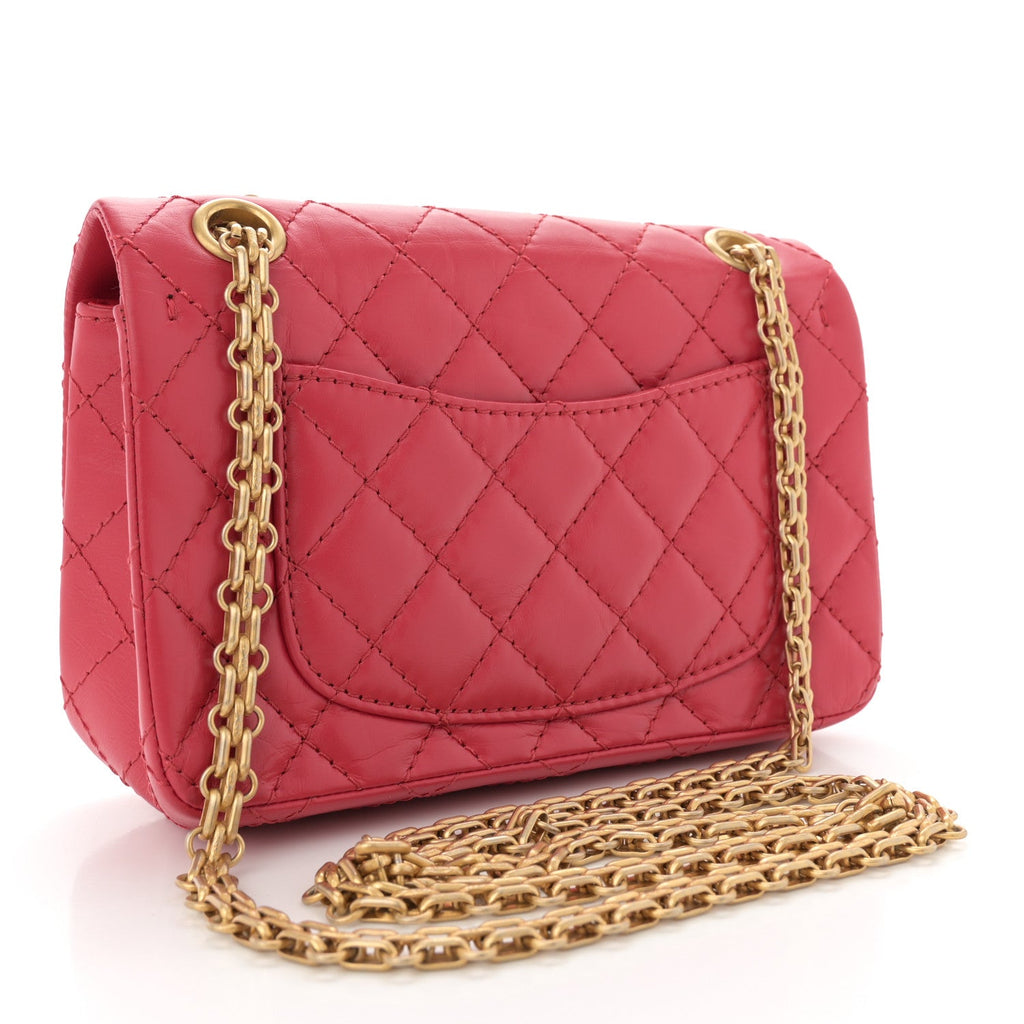 Aged Calfskin Quilted 2.55 Reissue Mini Flap Red