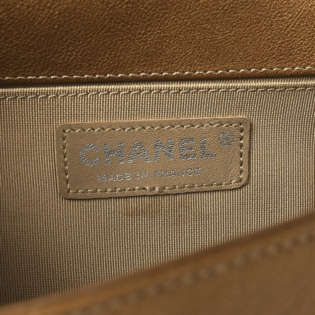 Caviar Quilted Medium Boy Flap Dark Gold