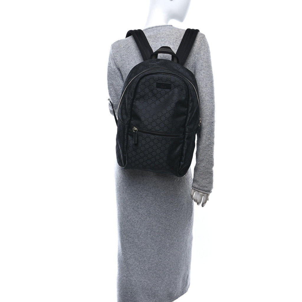 Nylon Monogram Slim Backpack Black