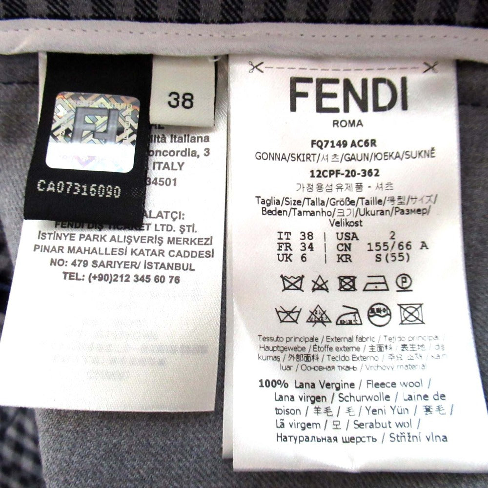 Fendi Gingham Virgin Wool Mini Skirt
