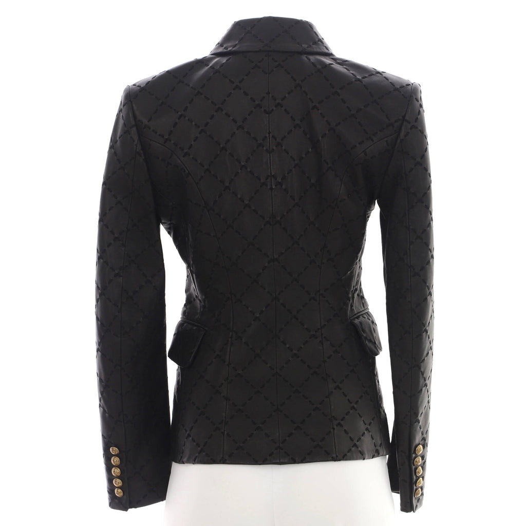 Women's Double Breasted Blazer Leather
