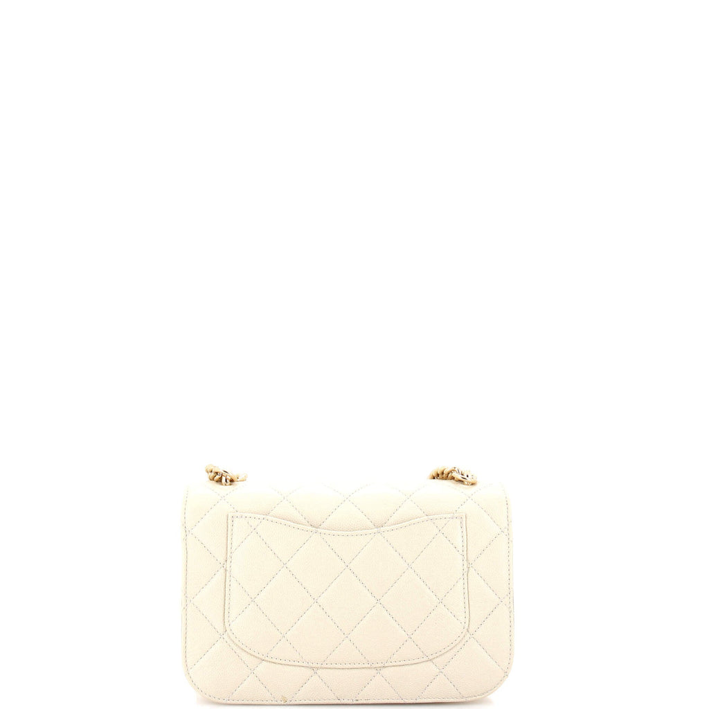 Chain Handle CC Flap Bag Quilted Caviar with Studded Detail Small