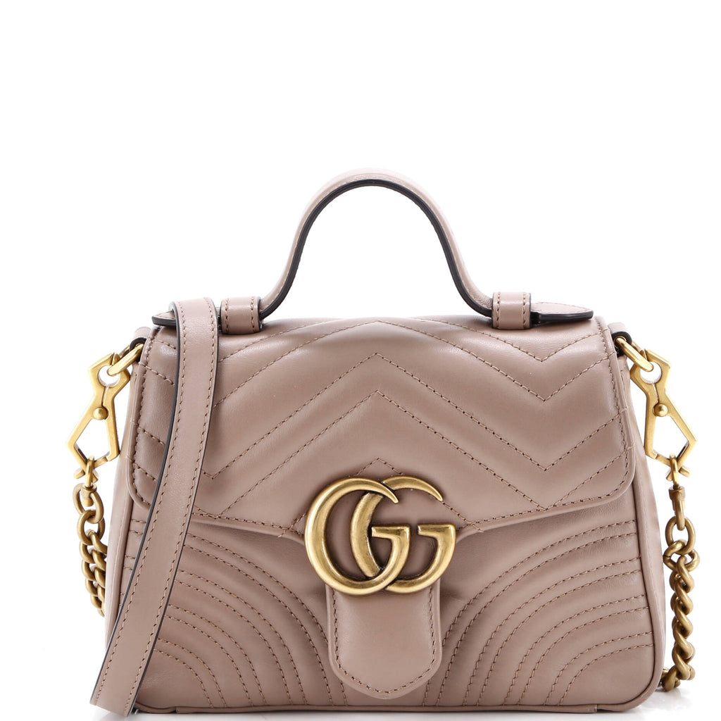 GG Marmont Top Handle Flap Bag Matelasse Leather Mini