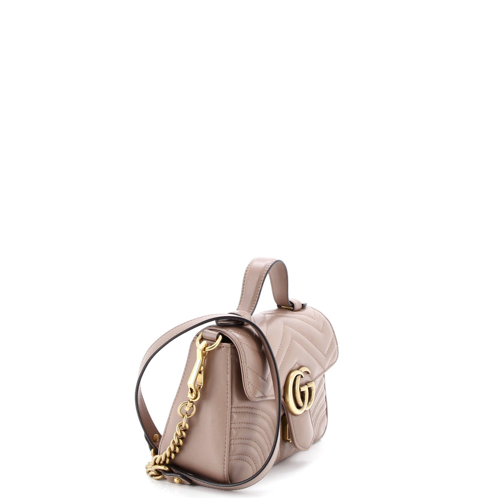GG Marmont Top Handle Flap Bag Matelasse Leather Mini