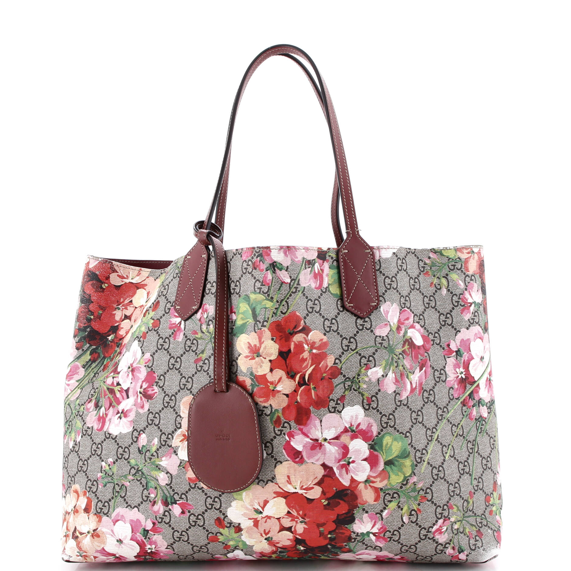 Reversible Tote Blooms GG Print Leather Medium