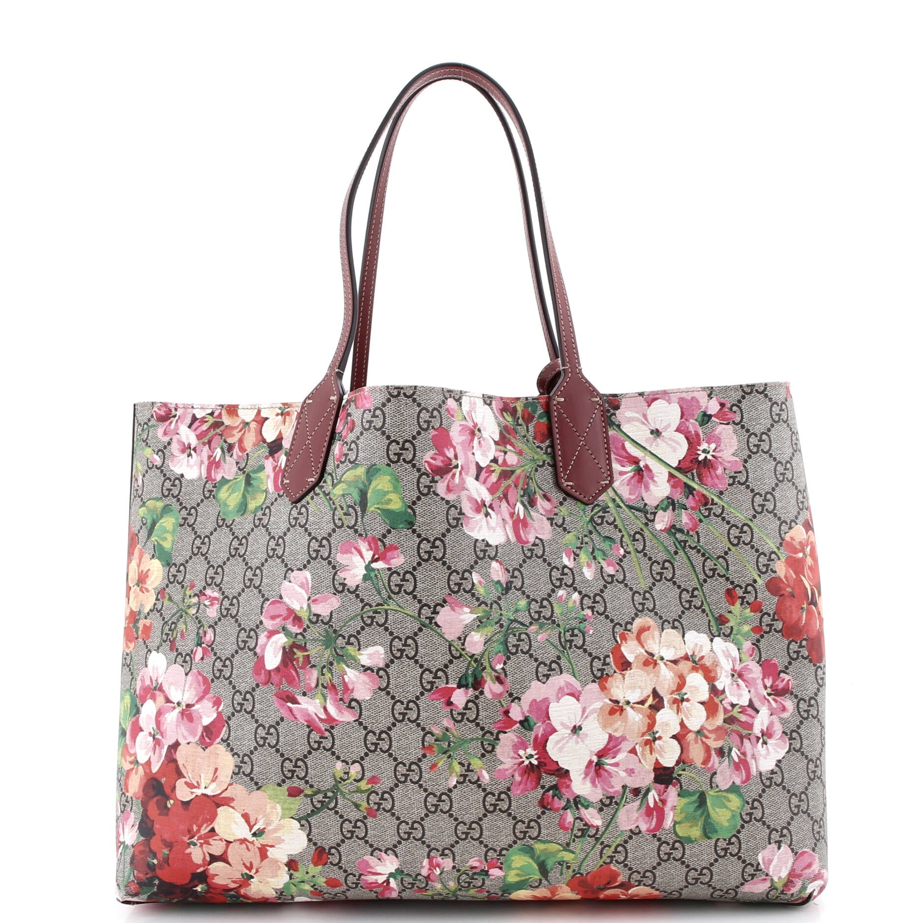 Reversible Tote Blooms GG Print Leather Medium