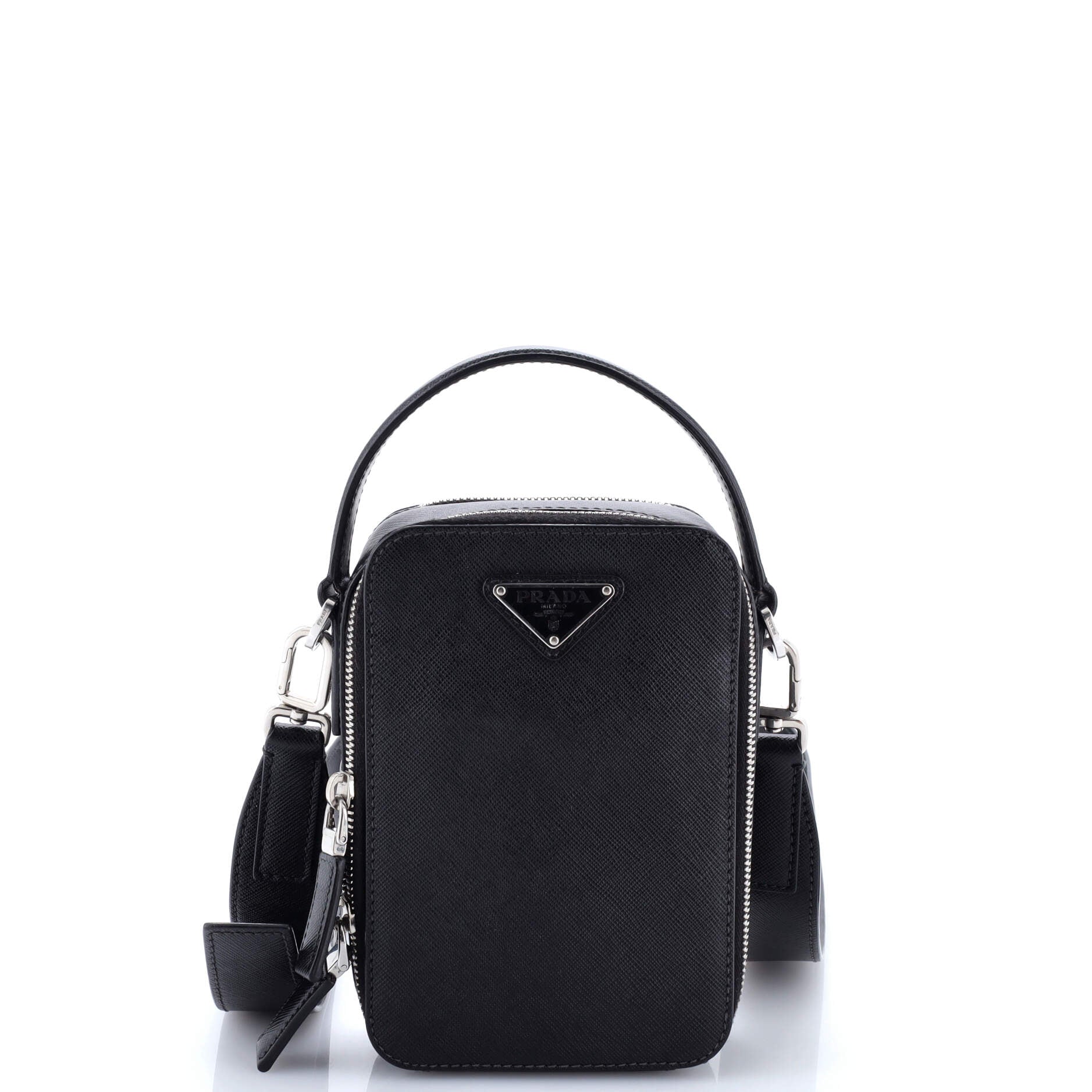Brique Vertical Crossbody Bag Saffiano Leather Small