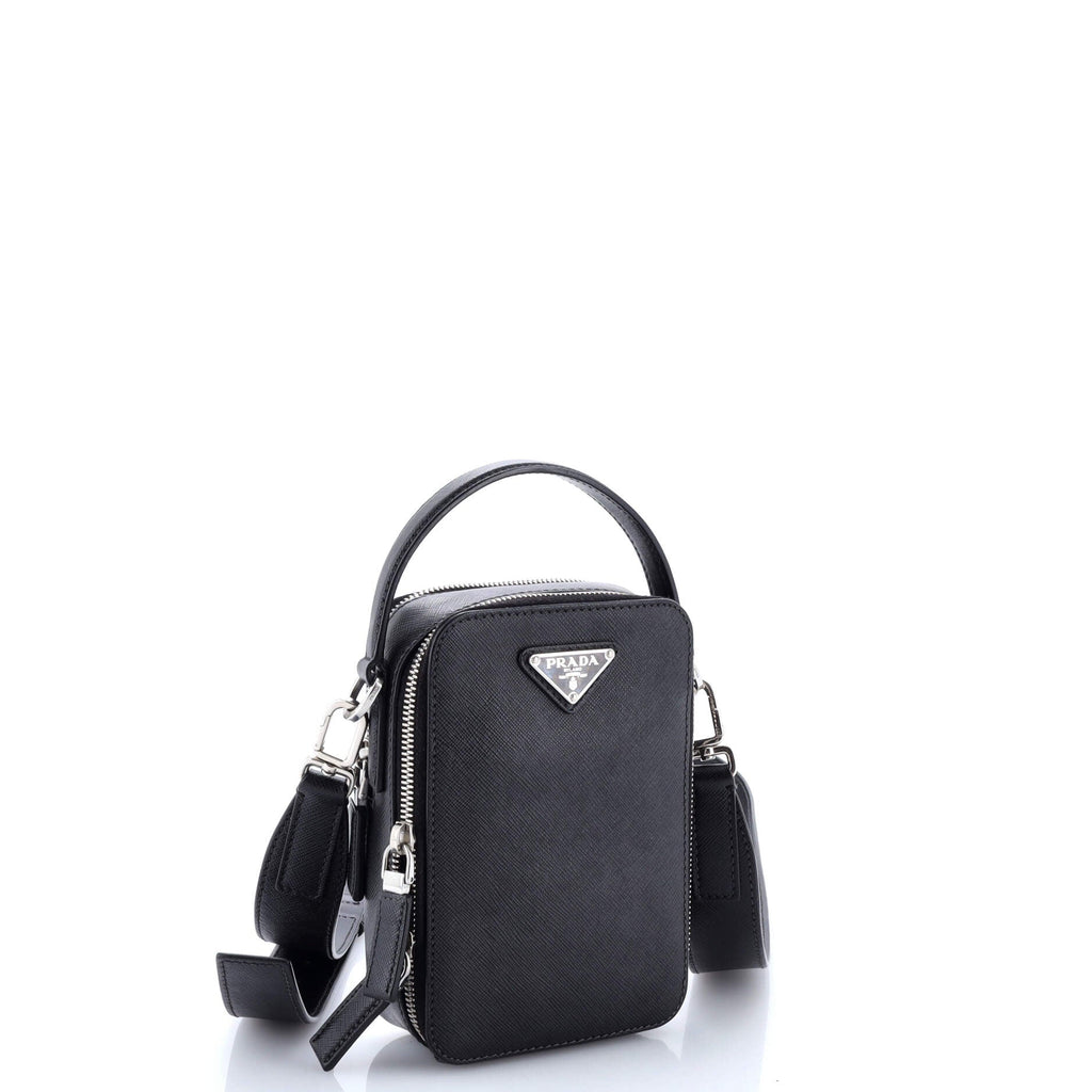 Brique Vertical Crossbody Bag Saffiano Leather Small