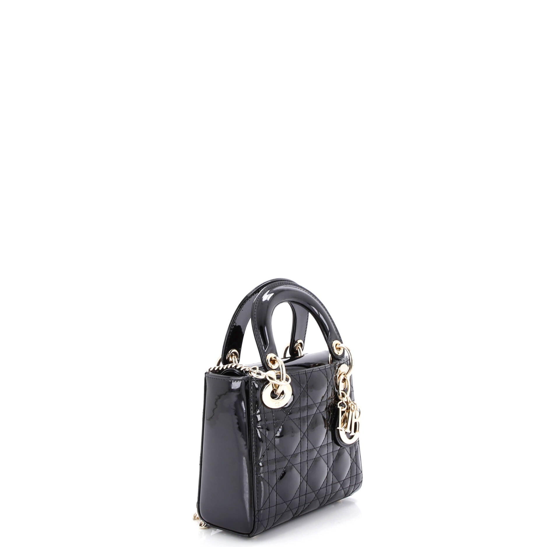 Lady Dior Chain Bag Cannage Quilt Patent Mini