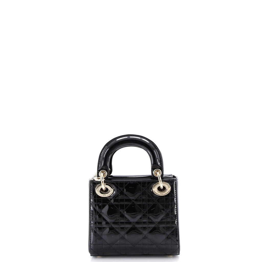 Lady Dior Chain Bag Cannage Quilt Patent Mini