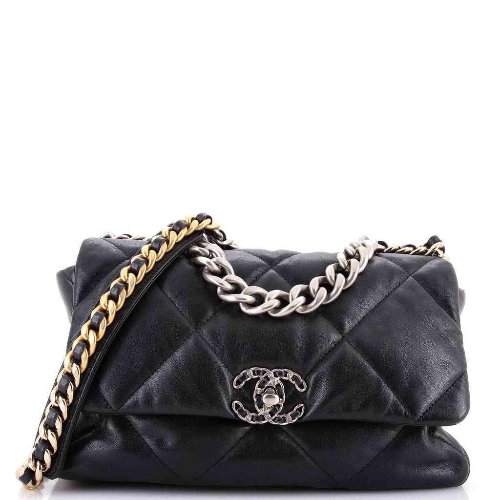 19 Flap Bag Quilted Leather Large