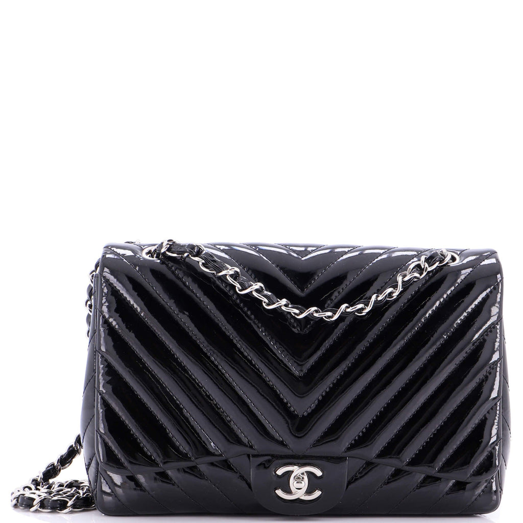 Classic Single Flap Bag Chevron Patent Maxi