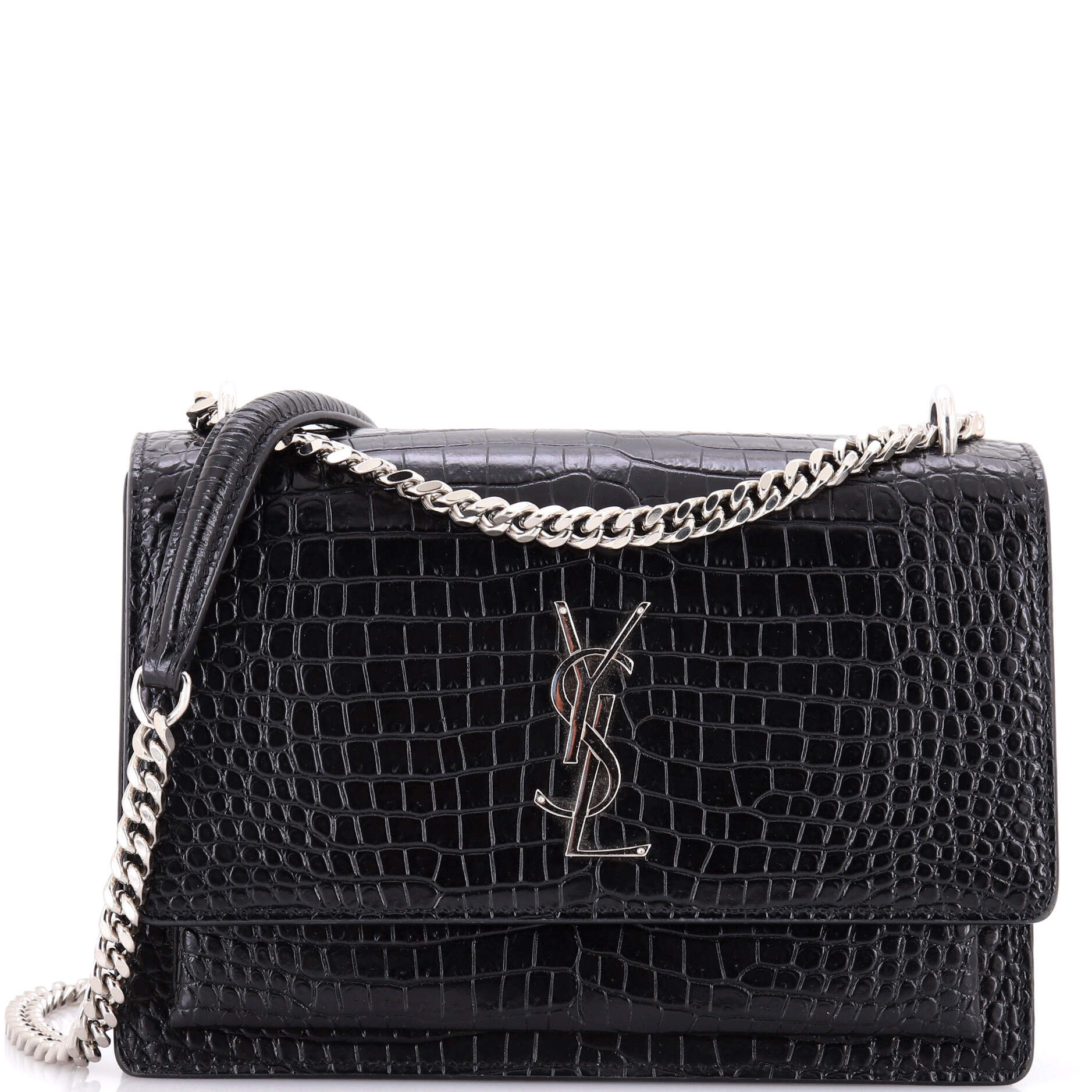 Sunset Crossbody Bag Crocodile Embossed Leather Medium