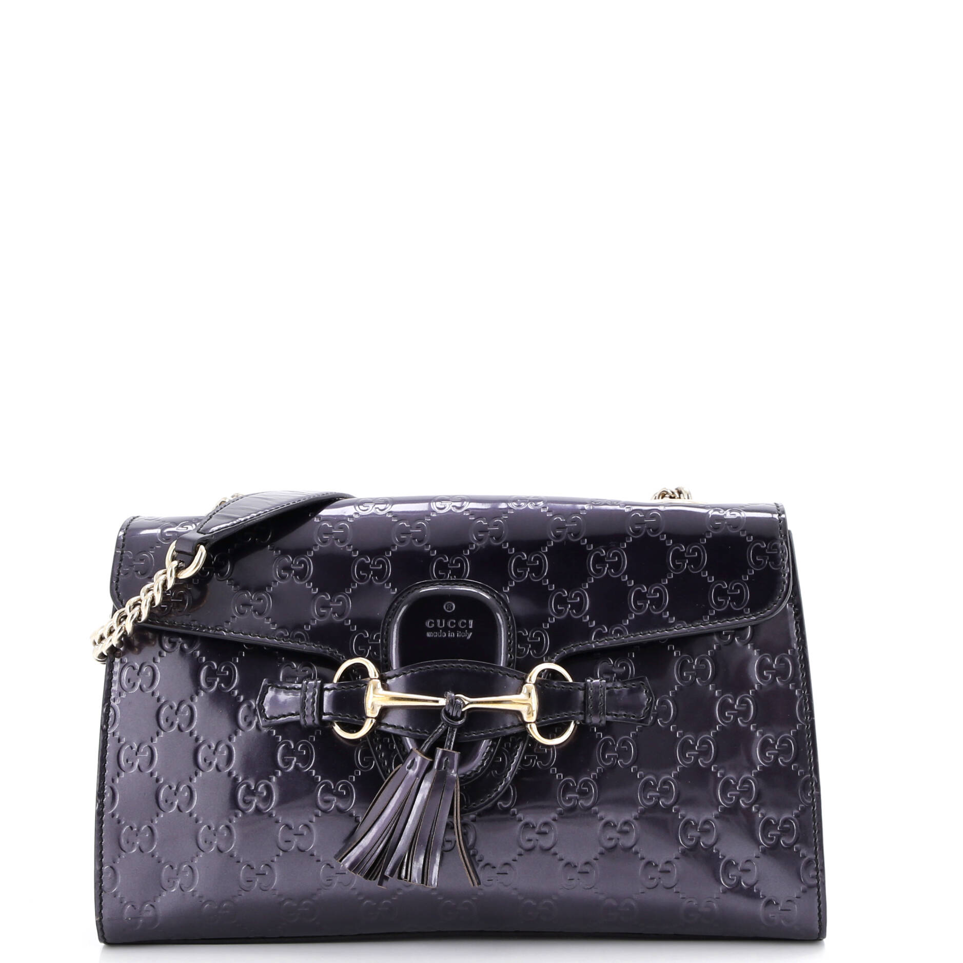Emily Chain Flap Bag Guccissima Patent Medium