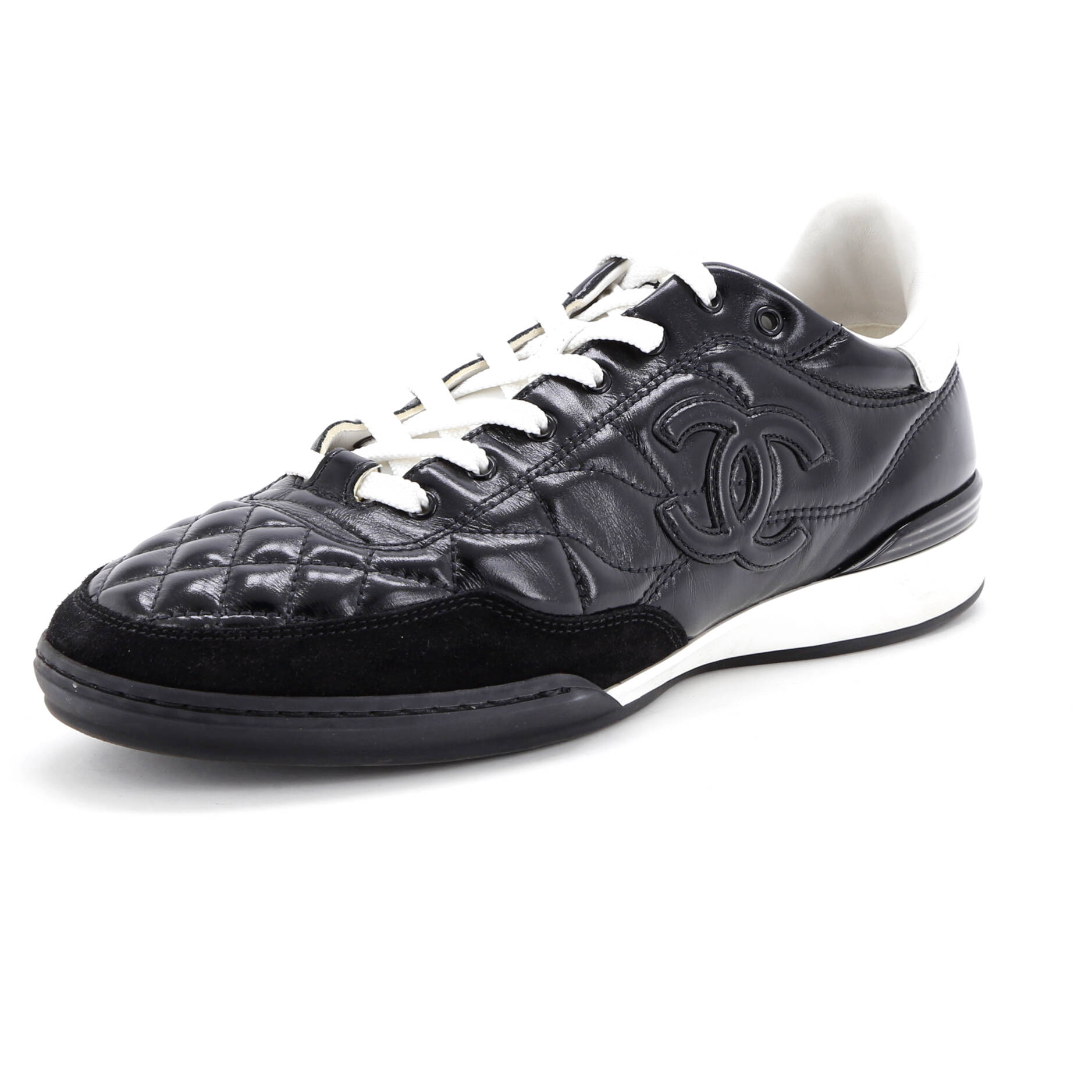 Women's Low-Top Sneakers Quilted Leather and Suede