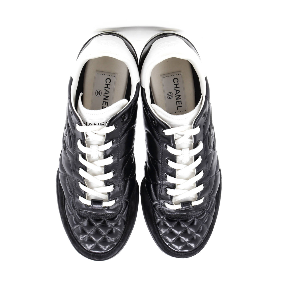 Women's Low-Top Sneakers Quilted Leather and Suede