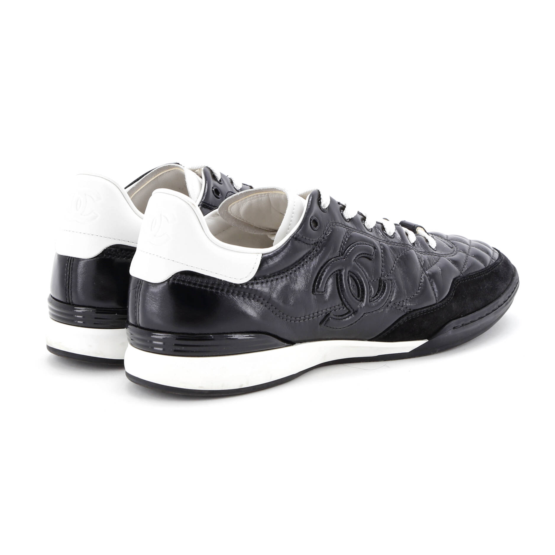 Women's Low-Top Sneakers Quilted Leather and Suede