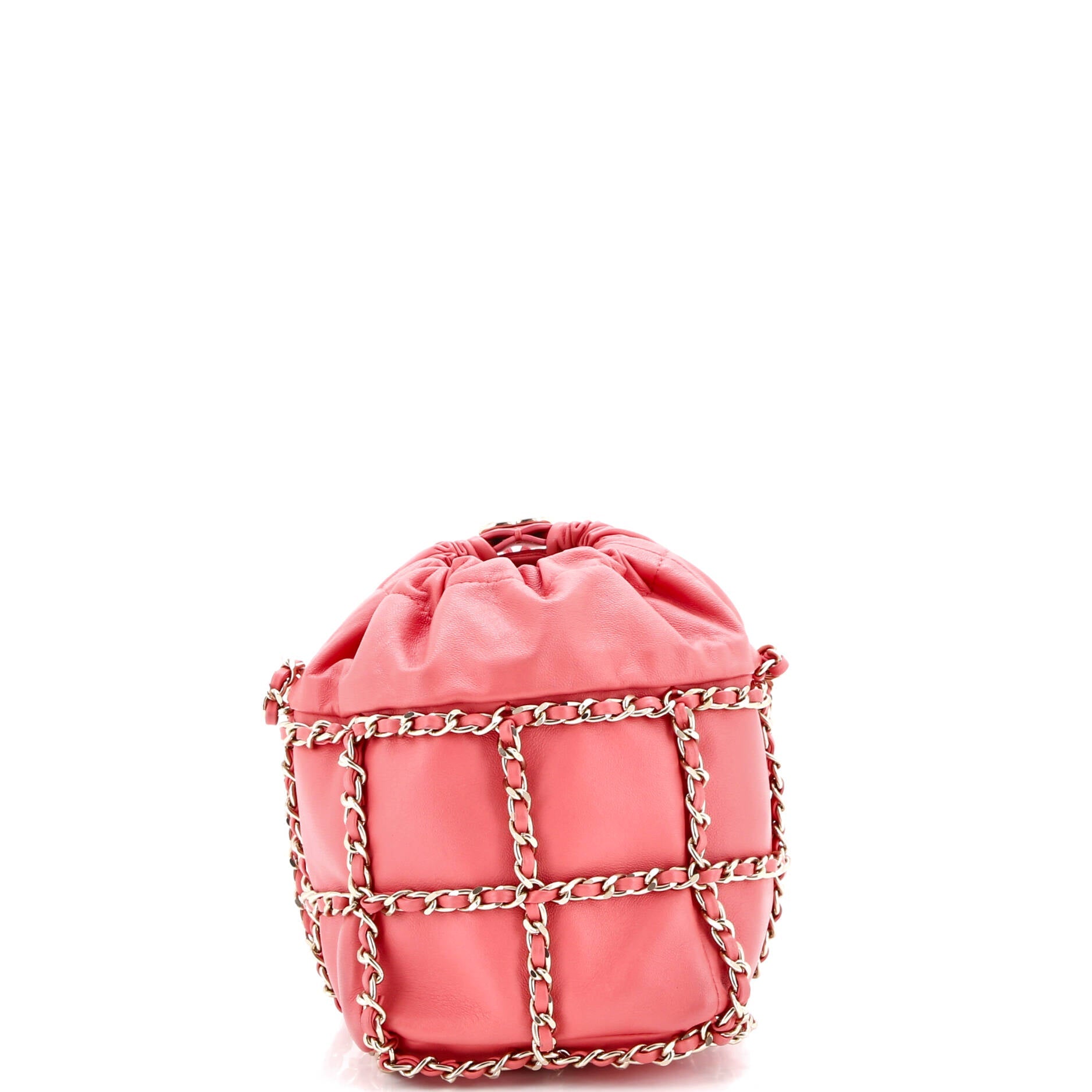 Chain Frame CC Drawstring Bucket Bag Lambskin Mini