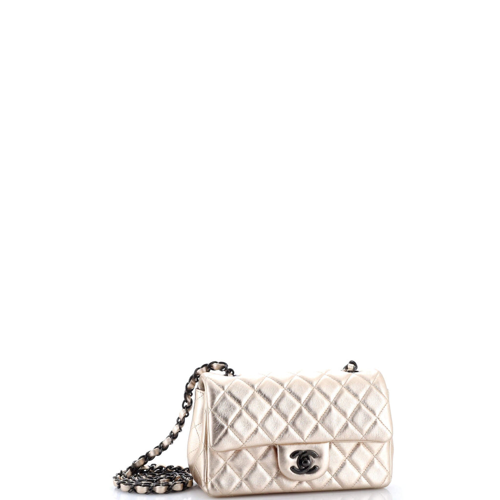 Classic Single Flap Bag Quilted Metallic Lambskin Mini