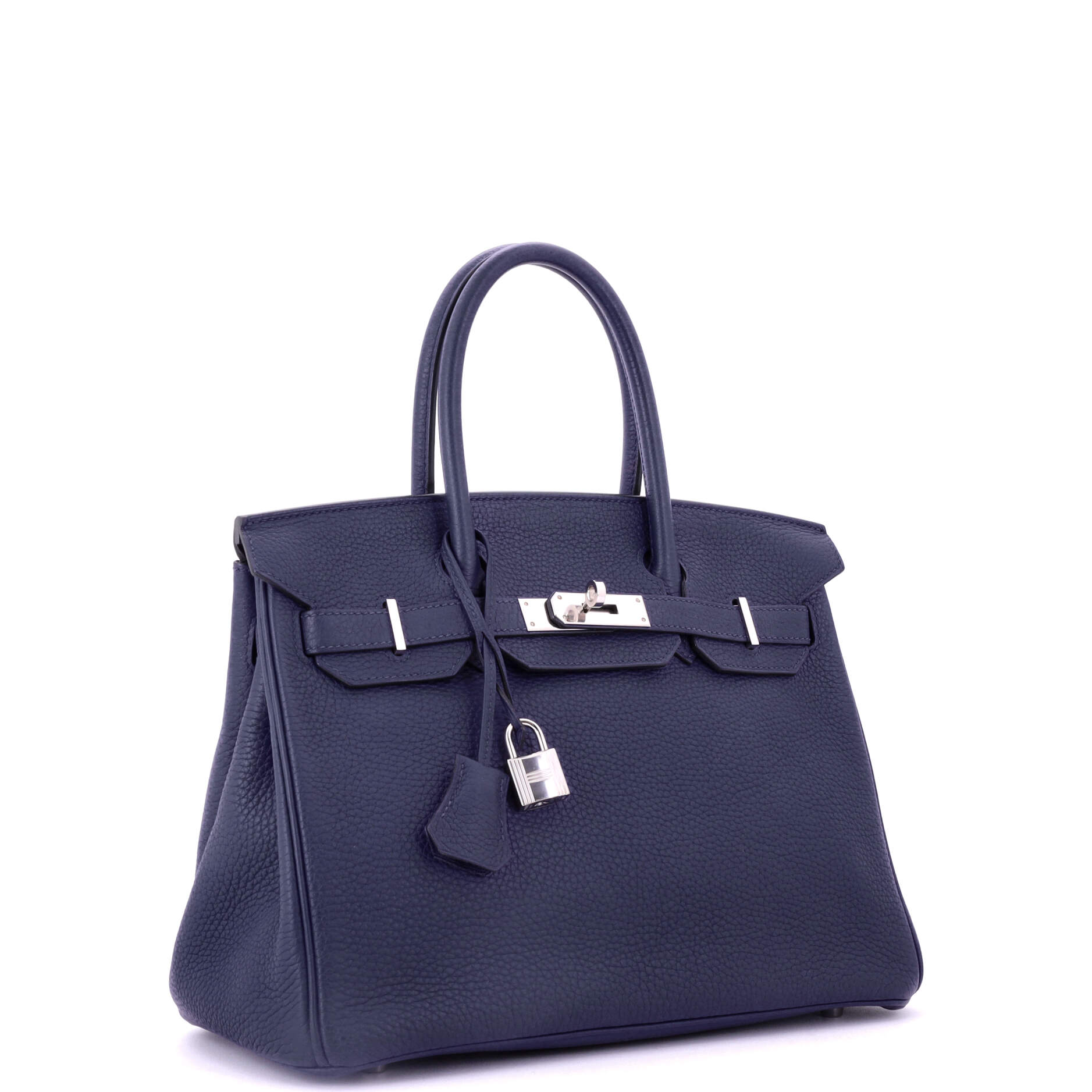 Birkin Handbag Bleu Encre Clemence with Palladium Hardware 30