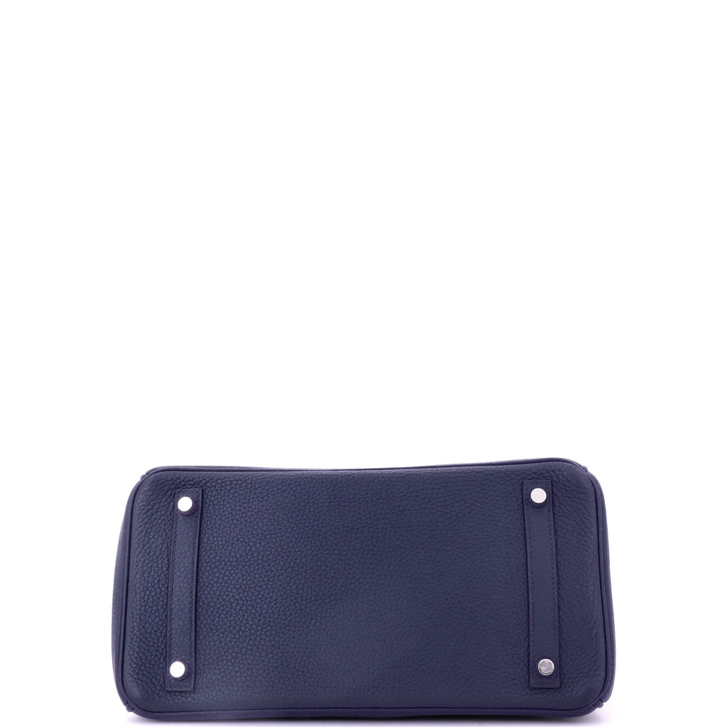 Birkin Handbag Bleu Encre Clemence with Palladium Hardware 30