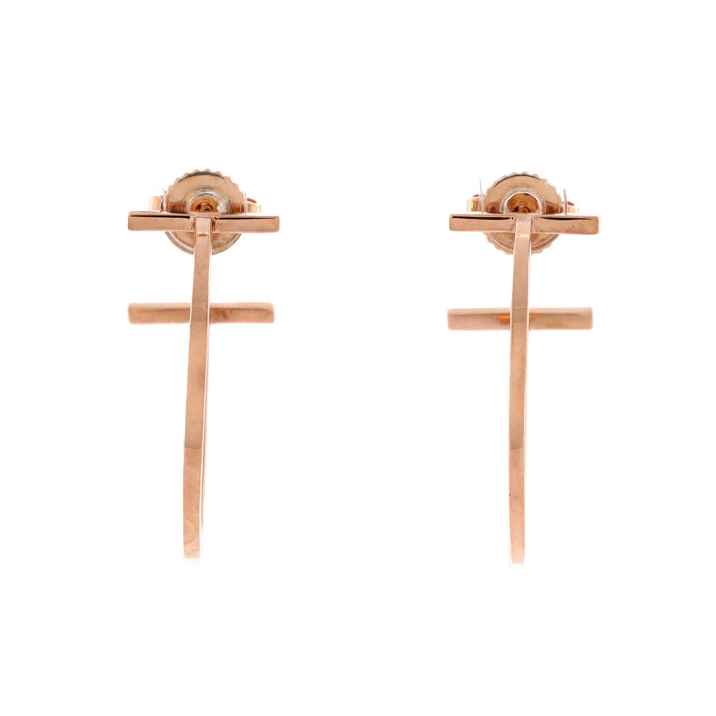 T Wire Hoop Earrings 18K Rose Gold Medium