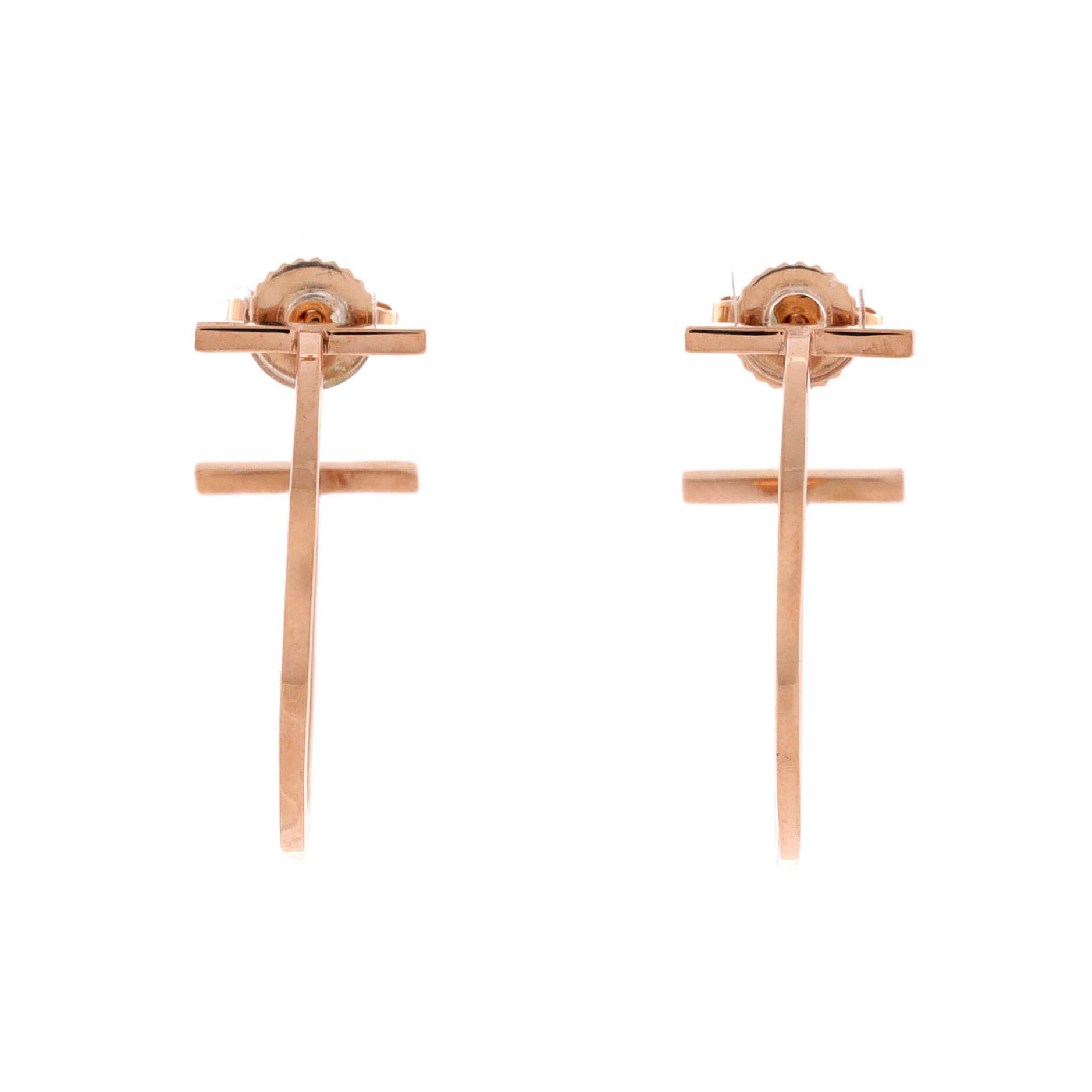 T Wire Hoop Earrings 18K Rose Gold Medium