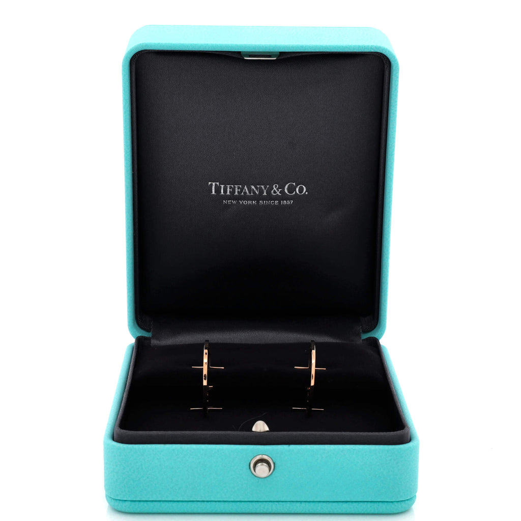 T Wire Hoop Earrings 18K Rose Gold Medium