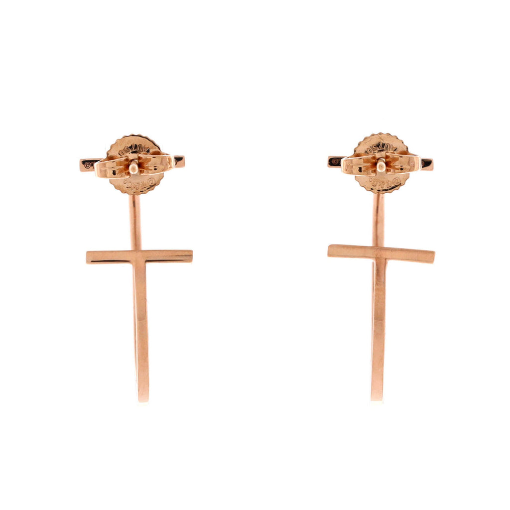 T Wire Hoop Earrings 18K Rose Gold Medium