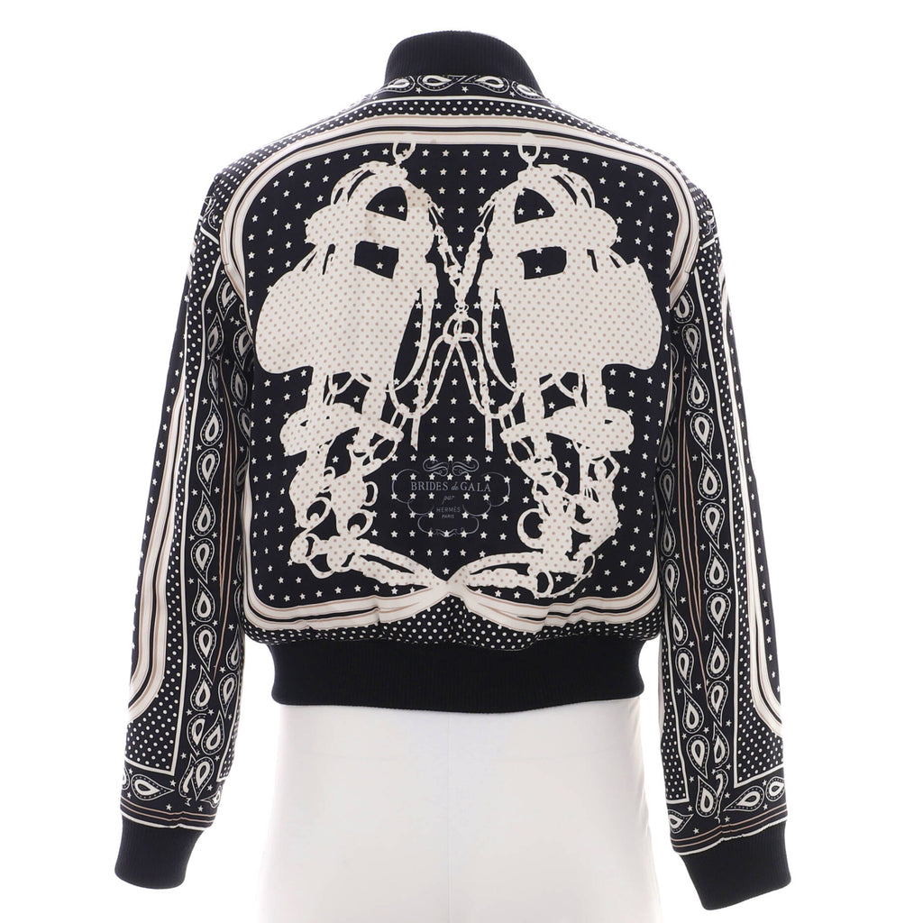 Women's Zip Bomber Jacket Printed Silk