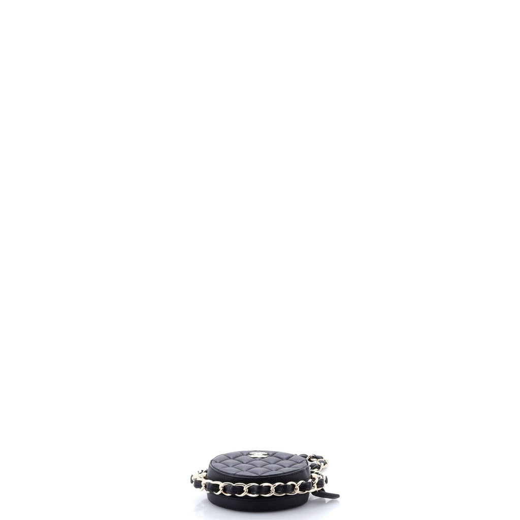 Frame Chain Around Round Clutch with Chain Quilted Lambskin Mini
