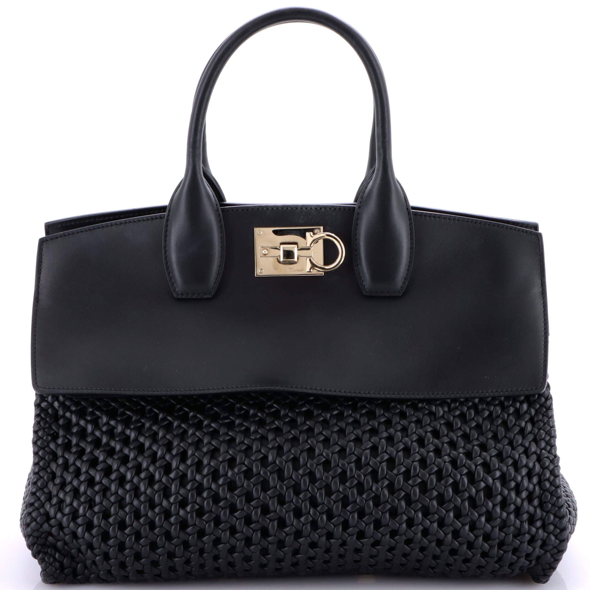Studio Satchel Woven Leather and Leather Medium