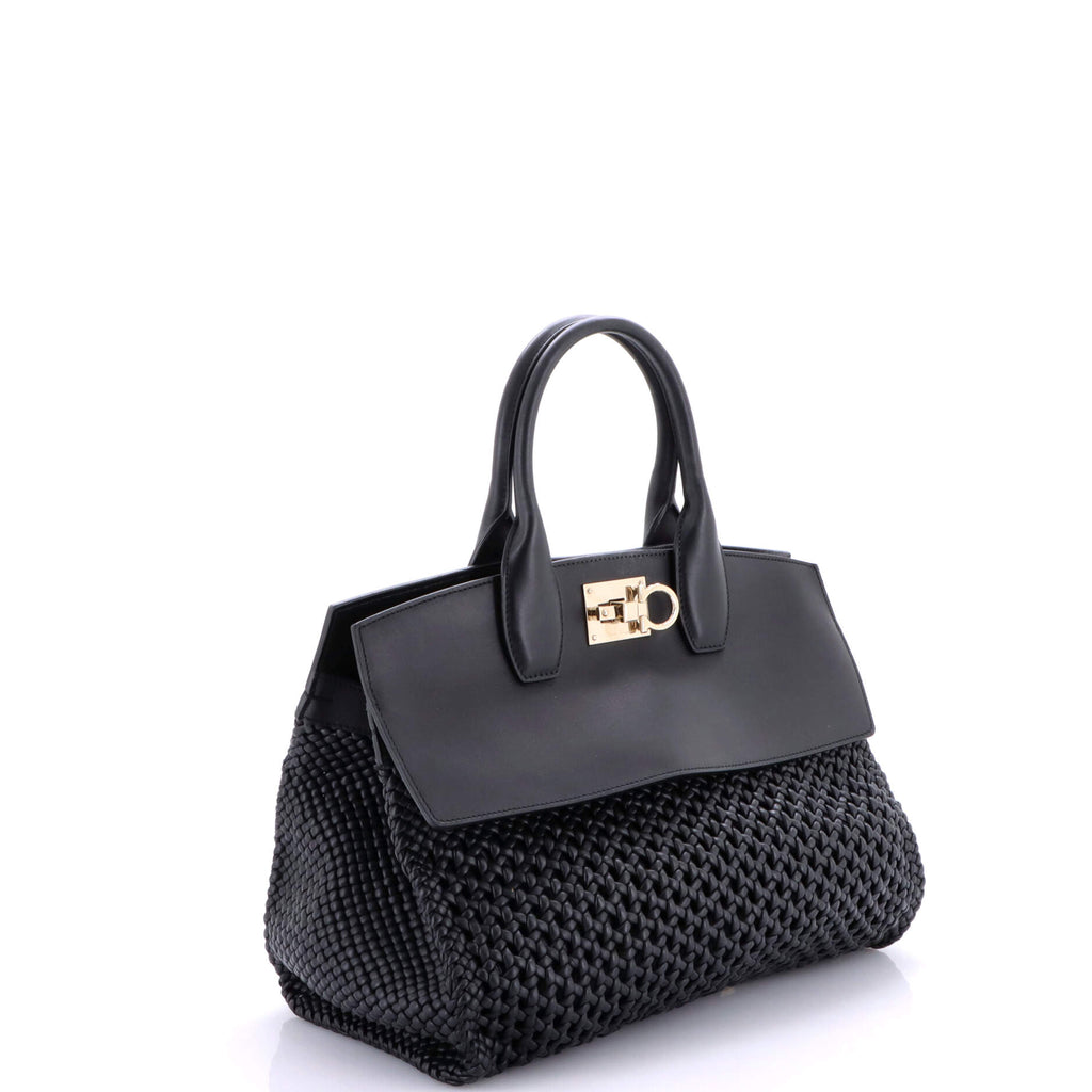 Studio Satchel Woven Leather and Leather Medium