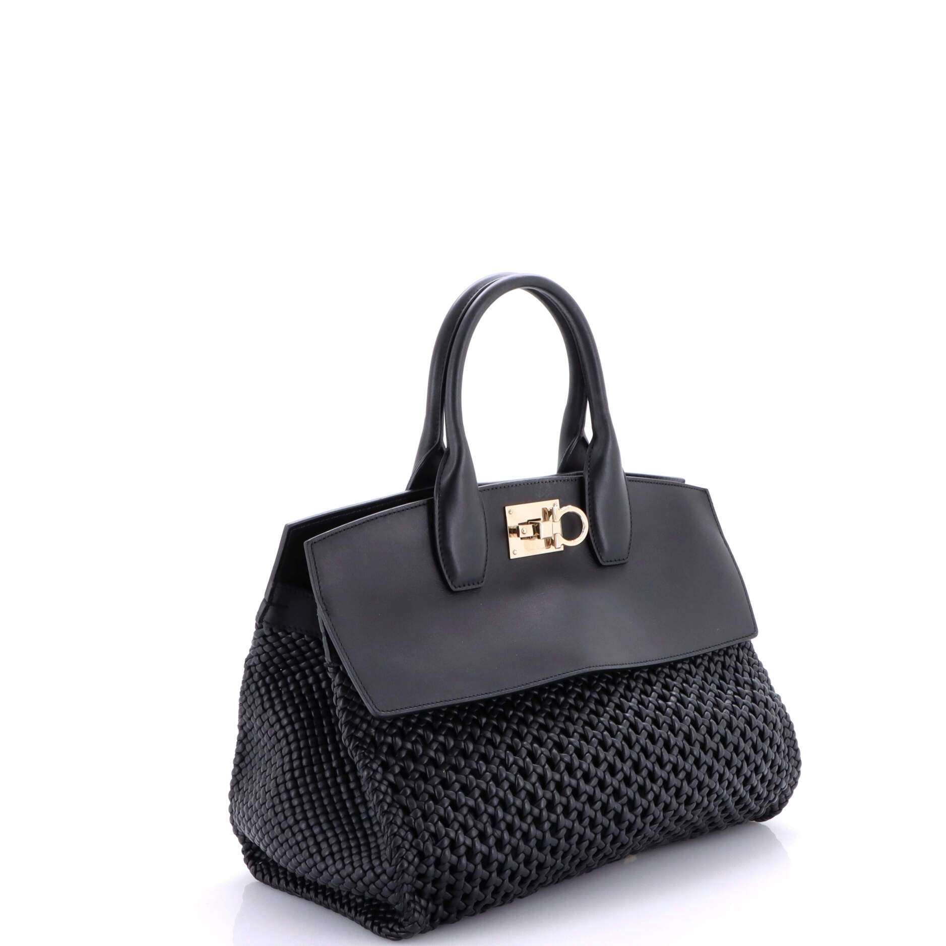 Studio Satchel Woven Leather and Leather Medium