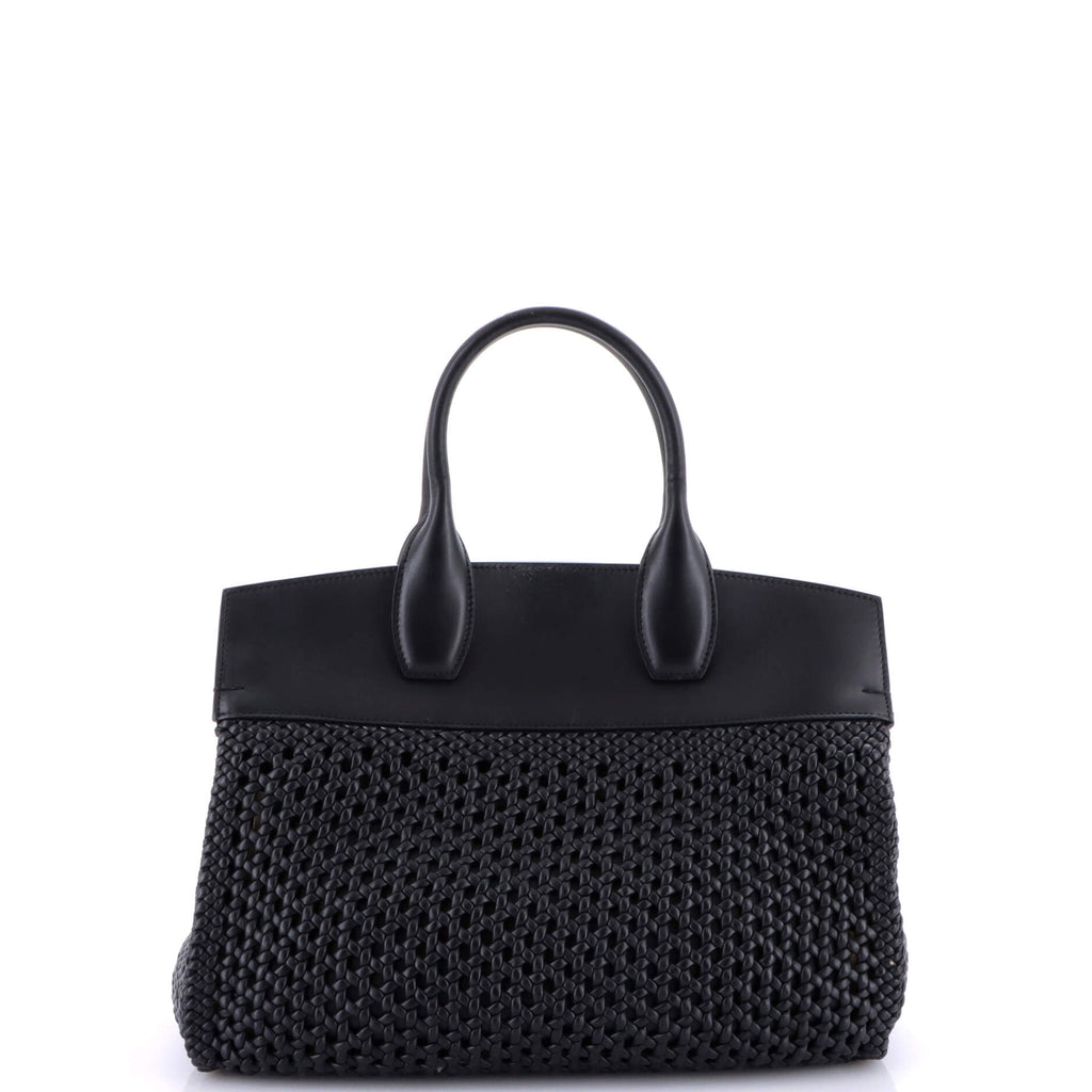 Studio Satchel Woven Leather and Leather Medium