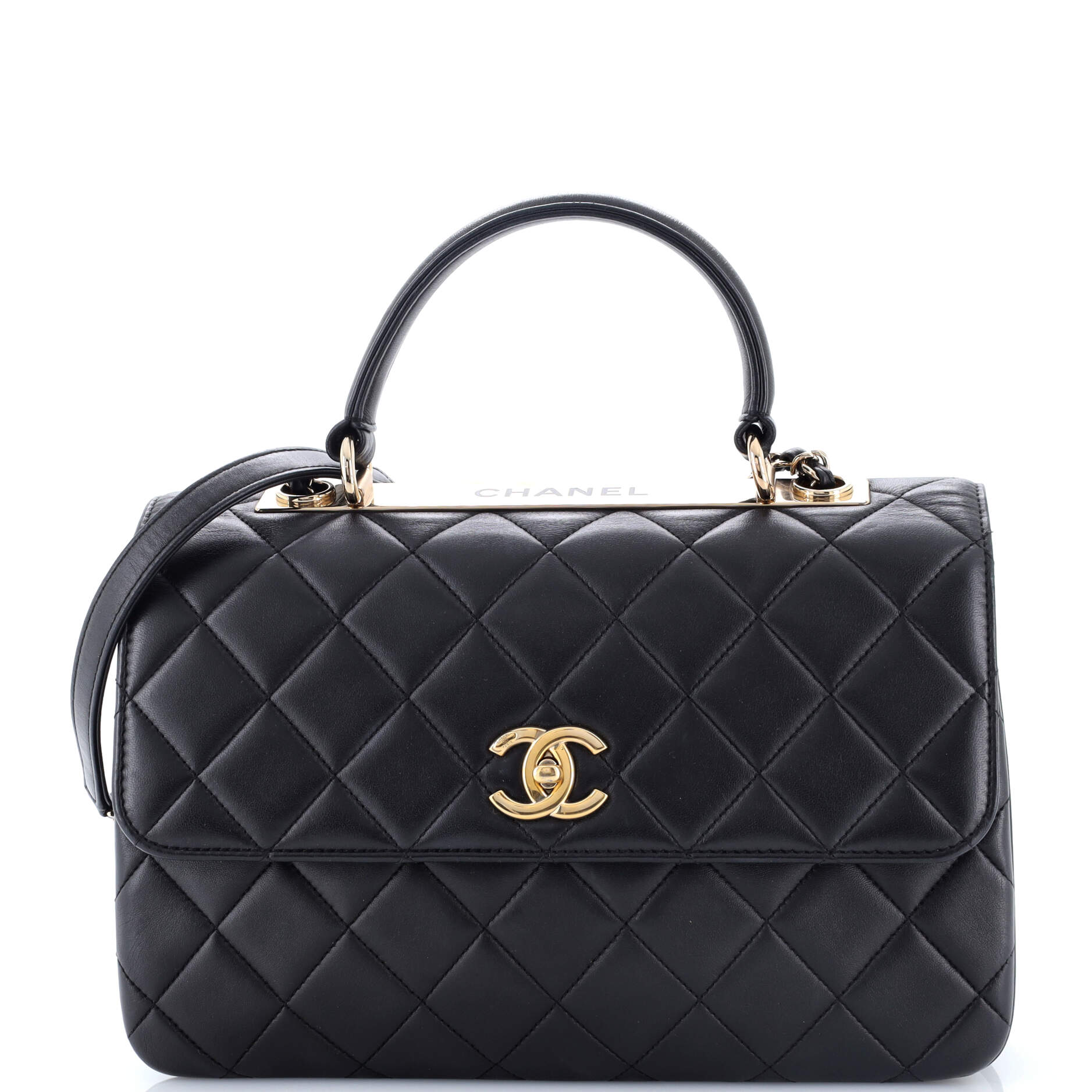 Trendy CC Top Handle Bag Quilted Lambskin Medium