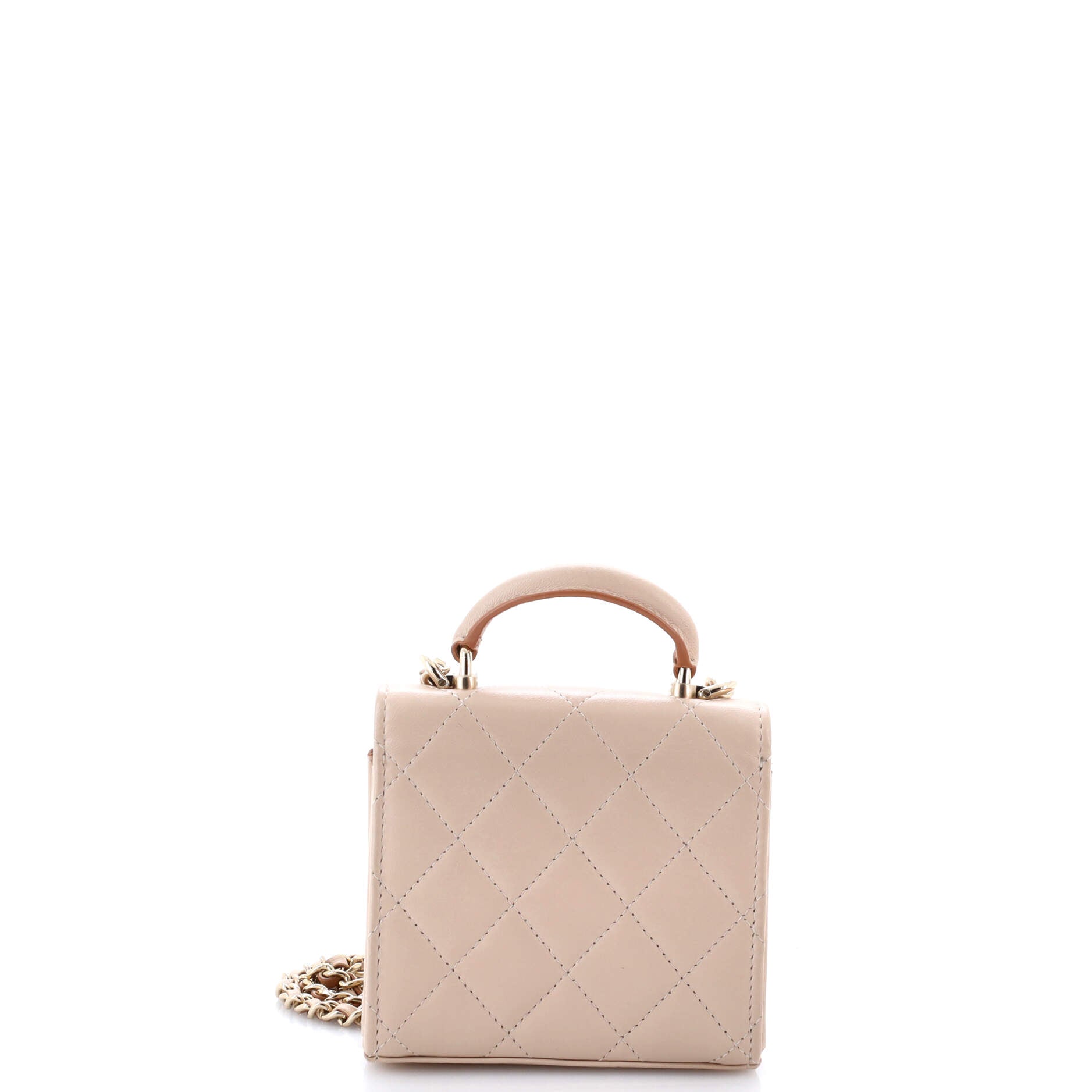 Square Classic Flap Top Handle Clutch with Chain Quilted Lambskin