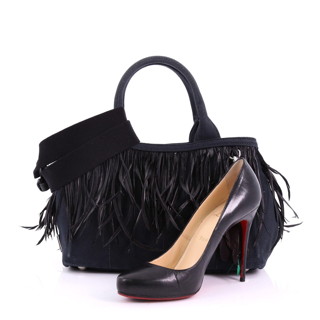 Canapa Convertible Tote Canvas and Feather Mini