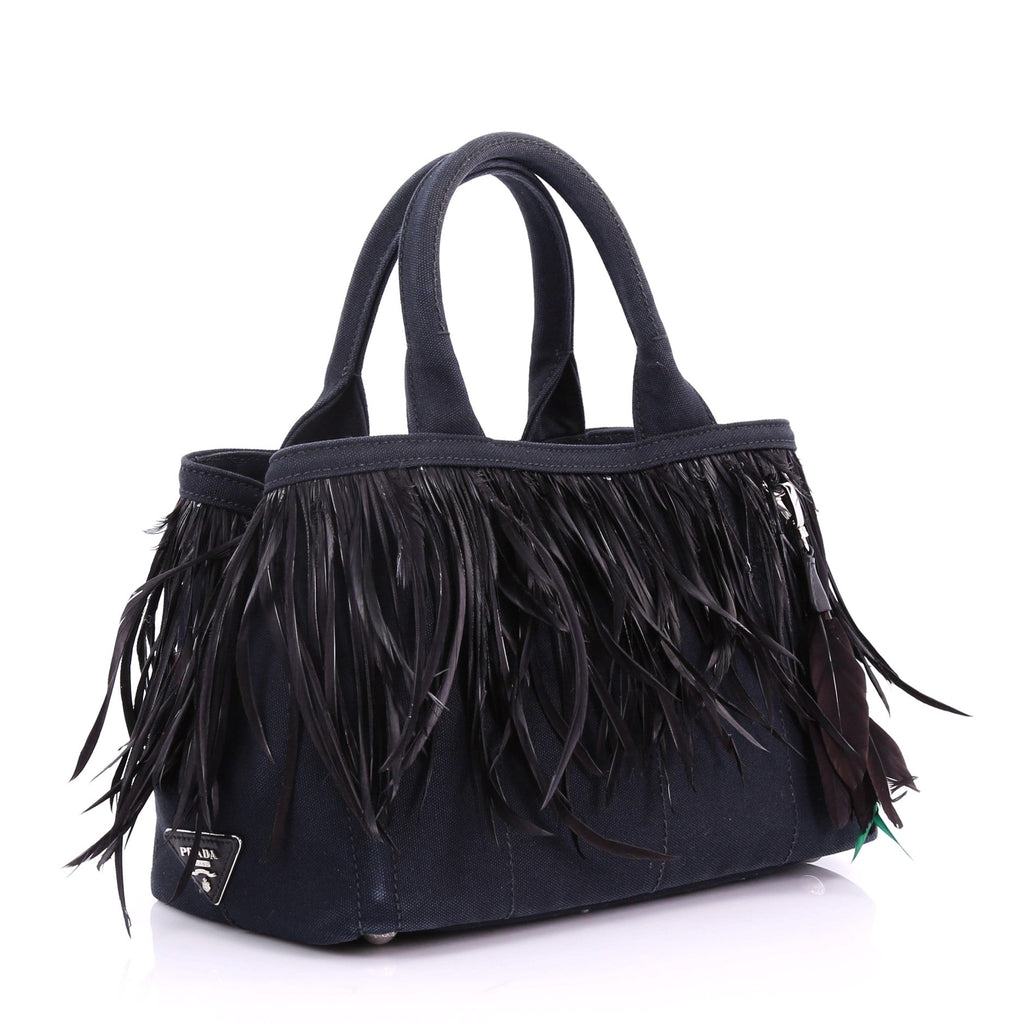 Canapa Convertible Tote Canvas and Feather Mini