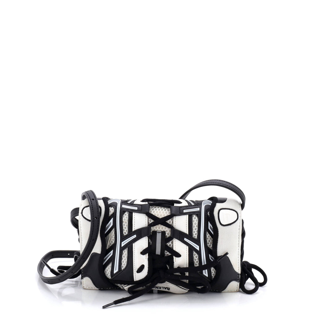SneakerHead Flap Crossbody Bag Mesh and Faux Leather Small