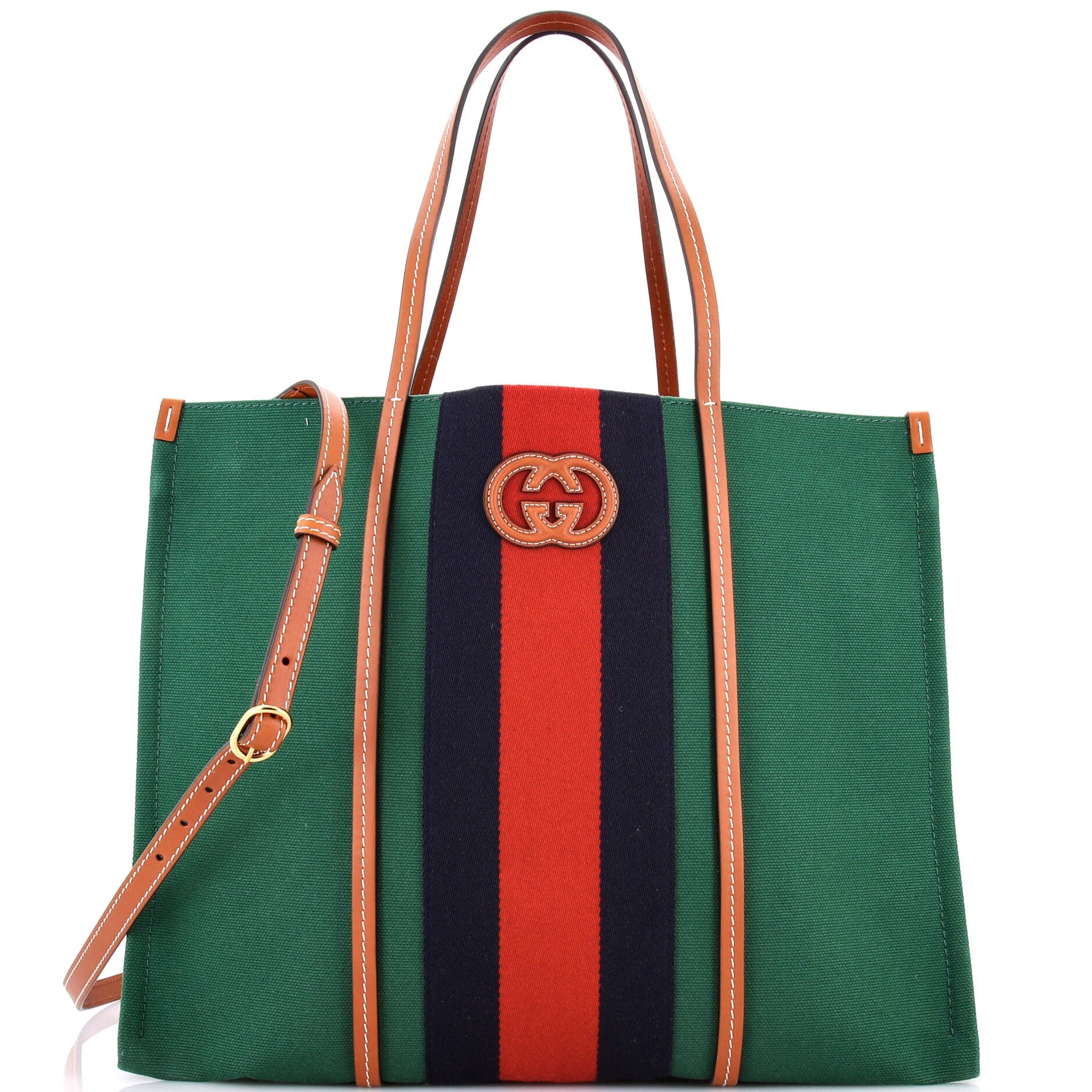 Interlocking G Web Tote Canvas Large