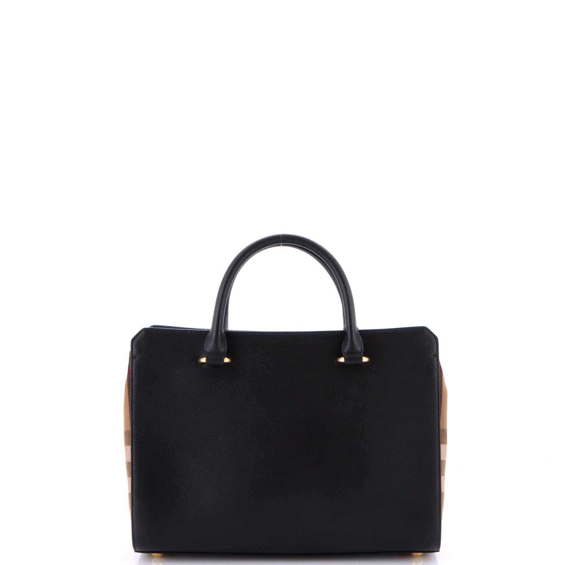 Banwell Tote Leather and House Check Canvas Small