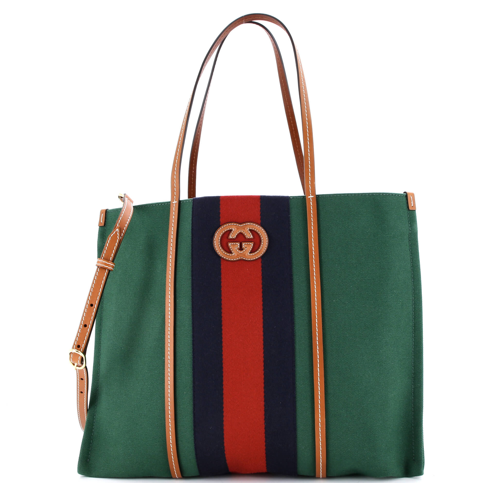 Interlocking G Web Tote Canvas Large