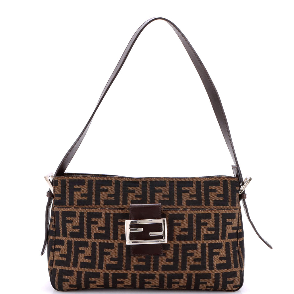 Vintage Pocket Shoulder Bag Zucca Canvas Small